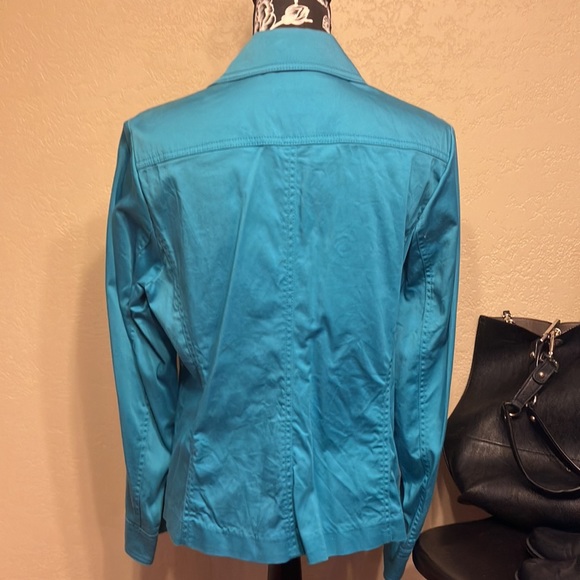 🎁2/$12 JONES NEW YORK LG BEAUTIFUL BLUE FULL ZIP JACKET - Picture 3 of 8